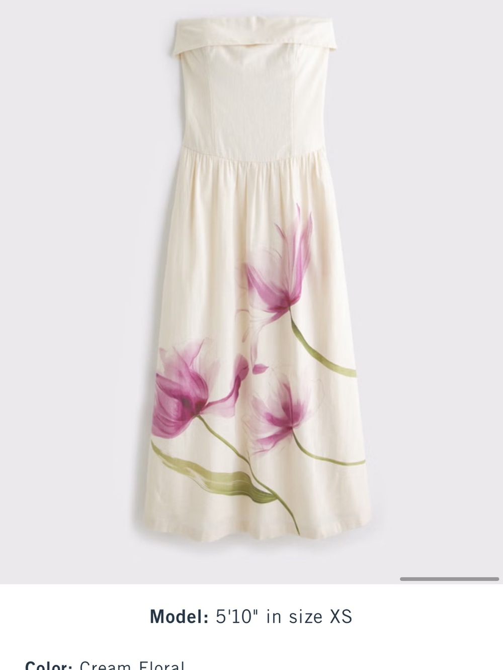 Abercrombie & Fitch Cream Strapless Floral Maxi Dress with Pink Accents - Picture 3 of 7